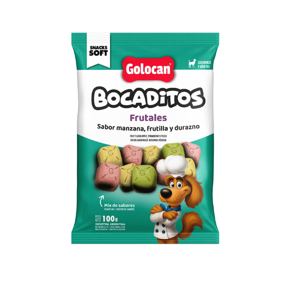 Bocaditos manzana frutilla durazno 100 gr - Golocan